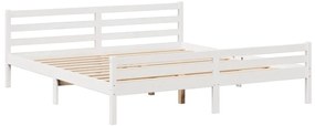 Cama com estante sem colchão 200x200 cm pinho maciço branco