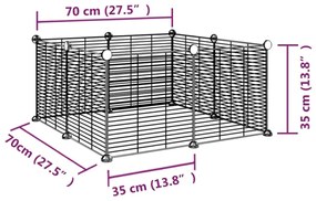 Gaiola p/ animais de estimação com 8 painéis 35x35 cm aço preto