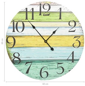 Relógio de parede 60 cm MDF multicor