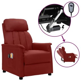 vidaXL Poltrona de massagens elétrica couro artificial vermelho tinto