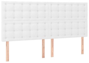 Cama box spring c/colchão/LED 180x200cm couro artificial branco