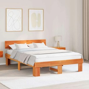 vidaXL Estrutura da Cama com cabeceira Marrom Cera 150 x 200 cm
