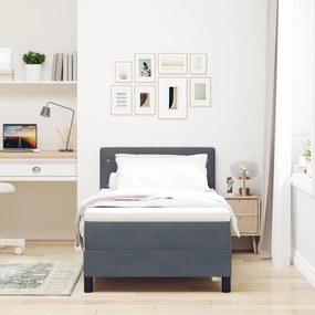 Cama Box Spring com Colchão Cinza Escuro 90x200 cm Veludo