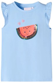 T-shirt para criança manga com folhos azul-claro 116