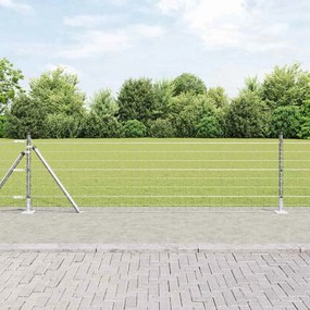 vidaXL Cerca Euro com 7 Postes Flangeados 0.4x10 m Aço Galvanizado