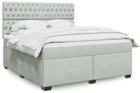 vidaXL Cama com molas/colchão 180x200 cm veludo cinzento-claro