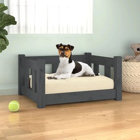vidaXL Cama para cães 55,5x45,5x28 cm madeira de pinho maciça cinzento
