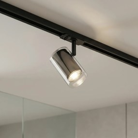 Foco moderno cor de bronze com vidro transparente para sistema de calhas monofásico - Iconic Lloyd