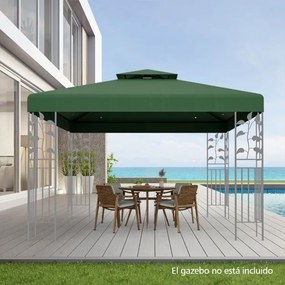 Teto de substituição de tenda ou Pérgula de jardim 3 x 3 m poliéster Verde