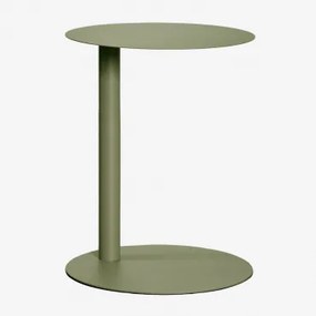 Mesa Auxiliar Para Jardim Redonda Ø40 Cm Em Aço Yannik Verde Azeitona Intenso - Sklum