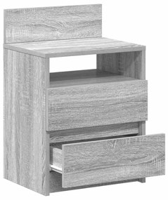 Mesas de cabeceira 2pcs com 2gavetas 40x33x60cm cinzento sonoma