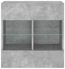 Móvel parede p/ TV c/ luzes LED 58,5x30x60,5 cm cinza cimento