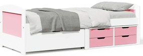 Sofá-cama com 5 gavetas sem colchão 90x200 cm IRUN branco&amp;rosa