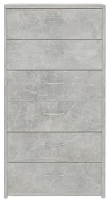 Aparador c/ 6 gavetas 50x34x96cm contraplacado cinzento cimento