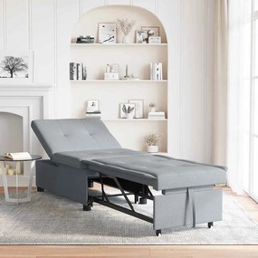 Sofá-cama 3 em 1 - Sofá Retrátil em Tecido Cinza Claro
