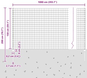 Cerca Euro com 10 Postes U Cinza 1,5x10 m Aço