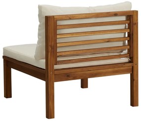 Conjunto de sofás 2 pcs c/ almofadões branco nata acácia maciça