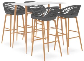 vidaXL 5 pcs conjunto de bar branco e cinzento