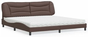Cama com colchão 200x200 cm couro artificial castanho