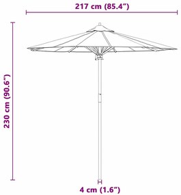 Parasol de Jardim Branco Creme 217x230 cm de Bambu