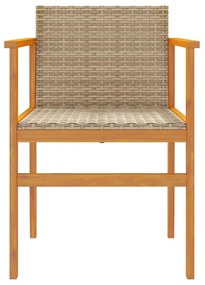 Cadeiras de jardim 2 pcs vime PE/madeira maciça bege