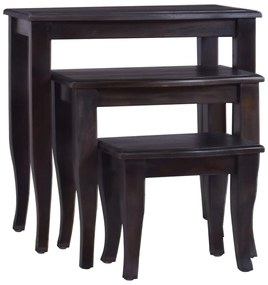 vidaXL Mesas de apoio de encastrar 3 pcs mogno maciço preto-claro
