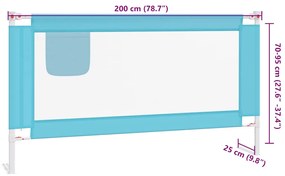 Barra de segurança p/ cama infantil tecido 200x25 cm azul
