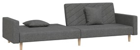 Sofá-cama 2 lugares com duas almofadas tecido cinzento-escuro