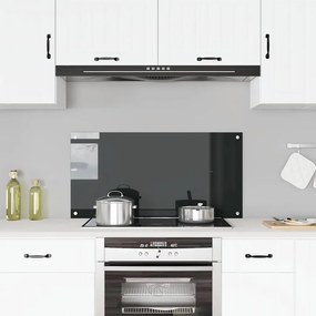 vidaXL Painel anti-salpicos de cozinha 100x50 cm vidro temperado preto