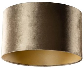 Abajur de Veludo Bronze com Interior Dourado 35/35/20