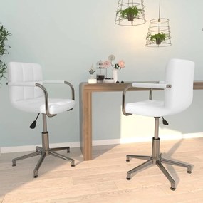 vidaXL Cadeiras de jantar giratórias 2 pcs couro artificial branco
