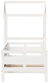 Sofá-cama com telhado 90x200 cm madeira de pinho maciça branco