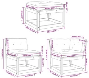 5pcs conj. sofás jardim + almofadões pinho maciço castanho-mel