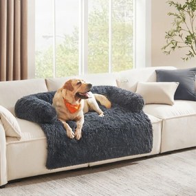 Cama para cães sofá XXL de pelúcia 122 x 95 x 18 cm cinzento escuro