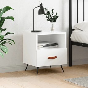 vidaXL Mesa de cabeceira derivados de madeira branco brilhante