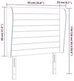 Cabeceira de cama c/ abas veludo 93x23x118/128cm cinzento-claro