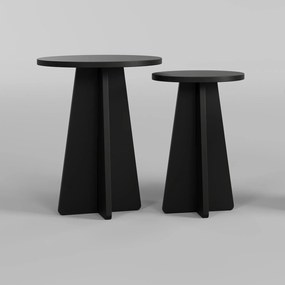 Conjunto de Mesas de Café Mushroom – Preto – 40x50x40 cm / 30x45x30 cm