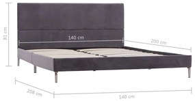 Estrutura para cama sem colchão 135x190 cm tecido cinzento