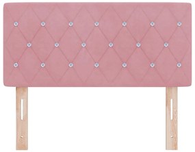 Cabeceira LED com botão de cristal em veludo rosa de 90 cm