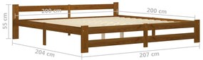 Estrutura de cama 200x200 cm pinho maciço castanho mel