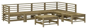 7 pcs conjunto lounge de jardim c/ almofadões pinho impregnado