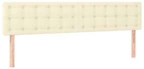 Cabeceira de cama c/ LED 180x5x78/88 cm couro artificial creme