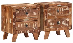 Mesas de cabeceira 2 pcs 40x32x46 cm madeira recuperada maciça