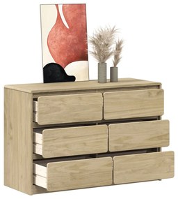 vidaXL Cómoda SAUDA 111x43x73,5 cm pinho maciço cor carvalho
