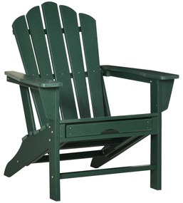Outsunny Cadeira Adirondack com Apoio para os Pés Apoio para os Braços e Encosto Alto para Varanda Exterior 78x135x95cm Verde Escuro | Aosom Portugal