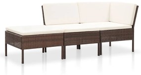 8 pcs conjunto lounge jardim c/ almofadões vime PE castanho