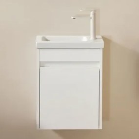 Conjunto De Móvel De Casa De Banho Em Madeira Com Lavatório Integrado Narek Branco & Sem Espelho & Tapioca Bege ↑20 Cm - Sklum