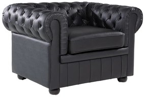 Poltrona em pele genuína preta CHESTERFIELD Beliani