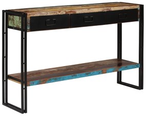 vidaXL Mesa consola em madeira recuperada maciça 120x30x76 cm