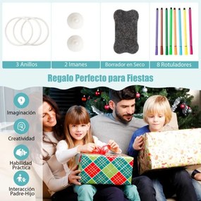 Conjunto de mesa e cadeira para crianças com quadro branco ajustável de 3 níveis Telescópio Telescópio Cesto de arrumação Marcadores Marcadores Anéis